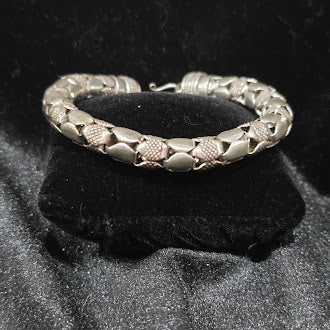 Sterling Silver Smooth and Textured Link Bracelet S Hook Clasp John Hardy Style 38.16g