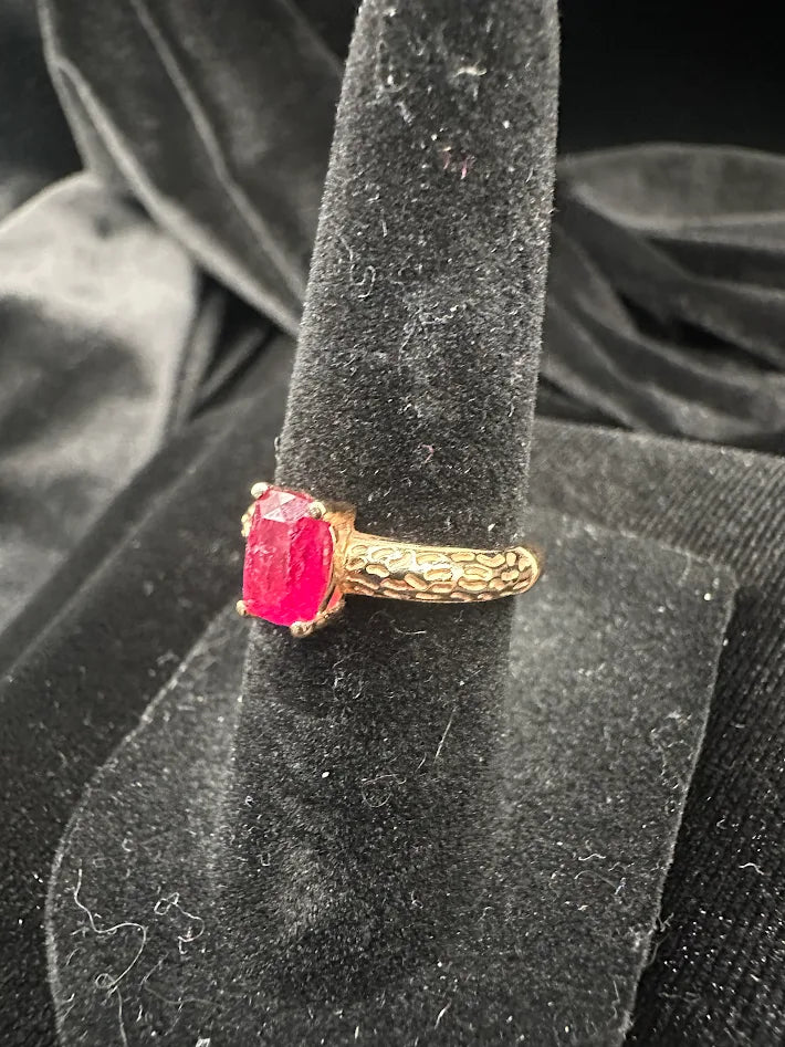 D’JOY 925 Sterling Silver Lab Ruby Style Ring Rose Gold Tone Solitaire Size 5