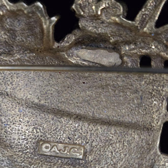 Signed AJC gold-tone Noah's Ark brooch with animal silhouettes, view 4