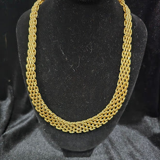Vintage Gold Tone Multi-Strand Chain Necklace, Unsigned Statement Collar Necklace, Classic Estate Layered Chain Jewelry