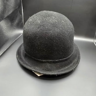 Black felt cloche hat with layered flower accent