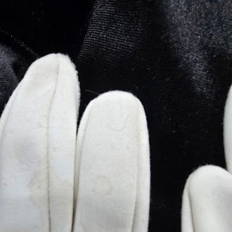 Vintage white long ruched dress gloves opera style ladies gloves size 6 1/2