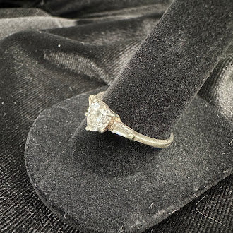 Silver Tone Heart Crystal Solitaire Ring