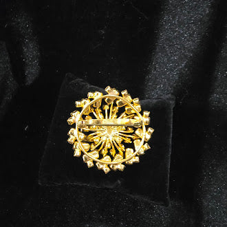 Vintage Austria Signed Gold Tone Rhinestone Brooch with Pink and Lavender Baguette Crystals, Starburst Floral Cluster Design, Estate Statement Jewelry