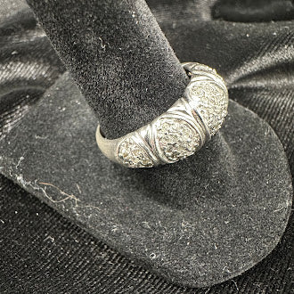 Sterling silver Tone Textured Dome Panel Ring