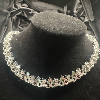 Trifari Silver Tone Art Deco Rhinestone Necklace